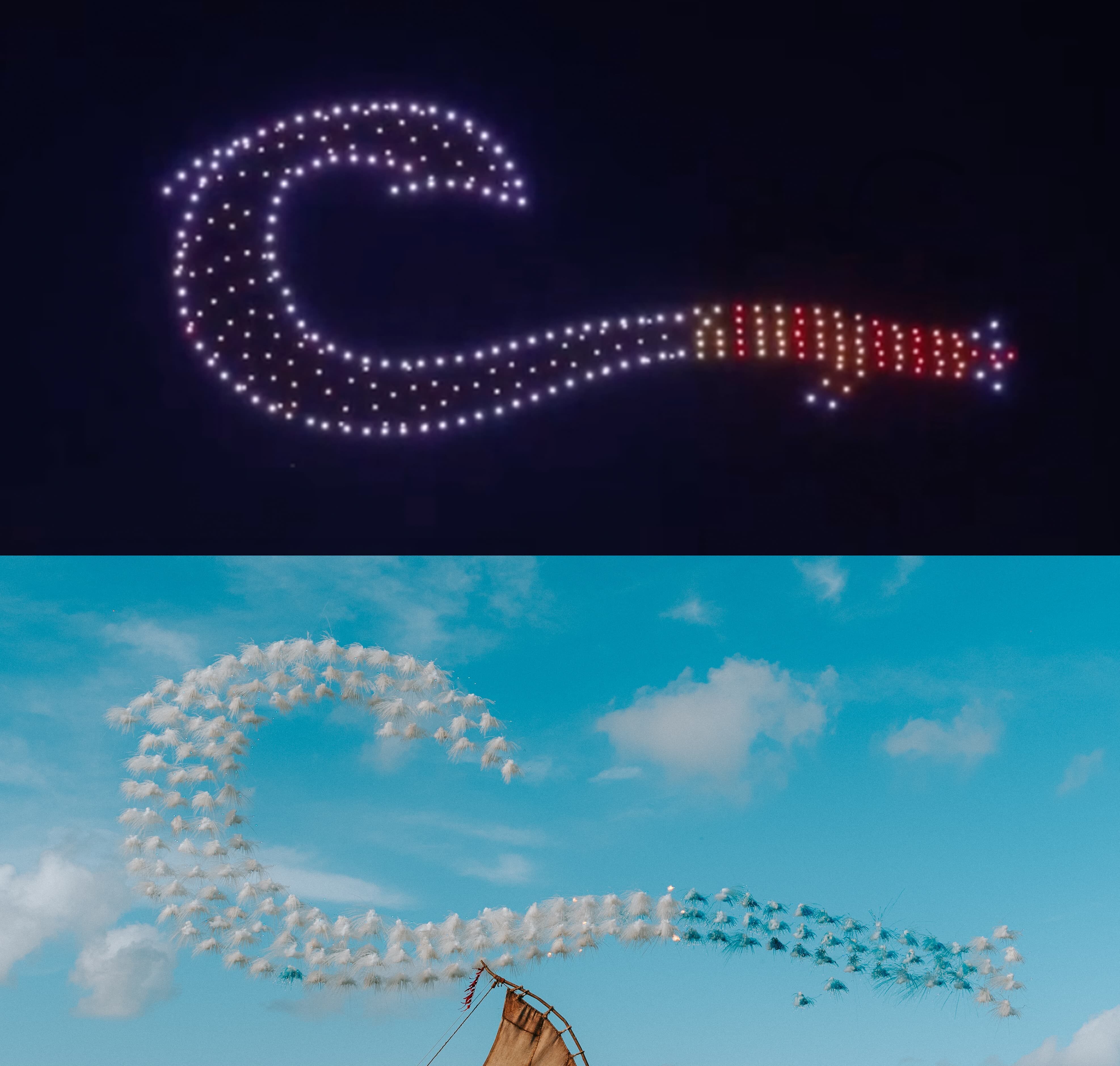 How Pyrotecnico Engineered a Drone Light Show as part of the Promotional Launch for Disney’s Moana Global Tour